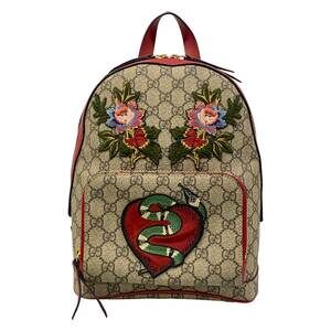 Gucci Gucci Courrier Backpack 427042 Beige Red Multi PVC Leather